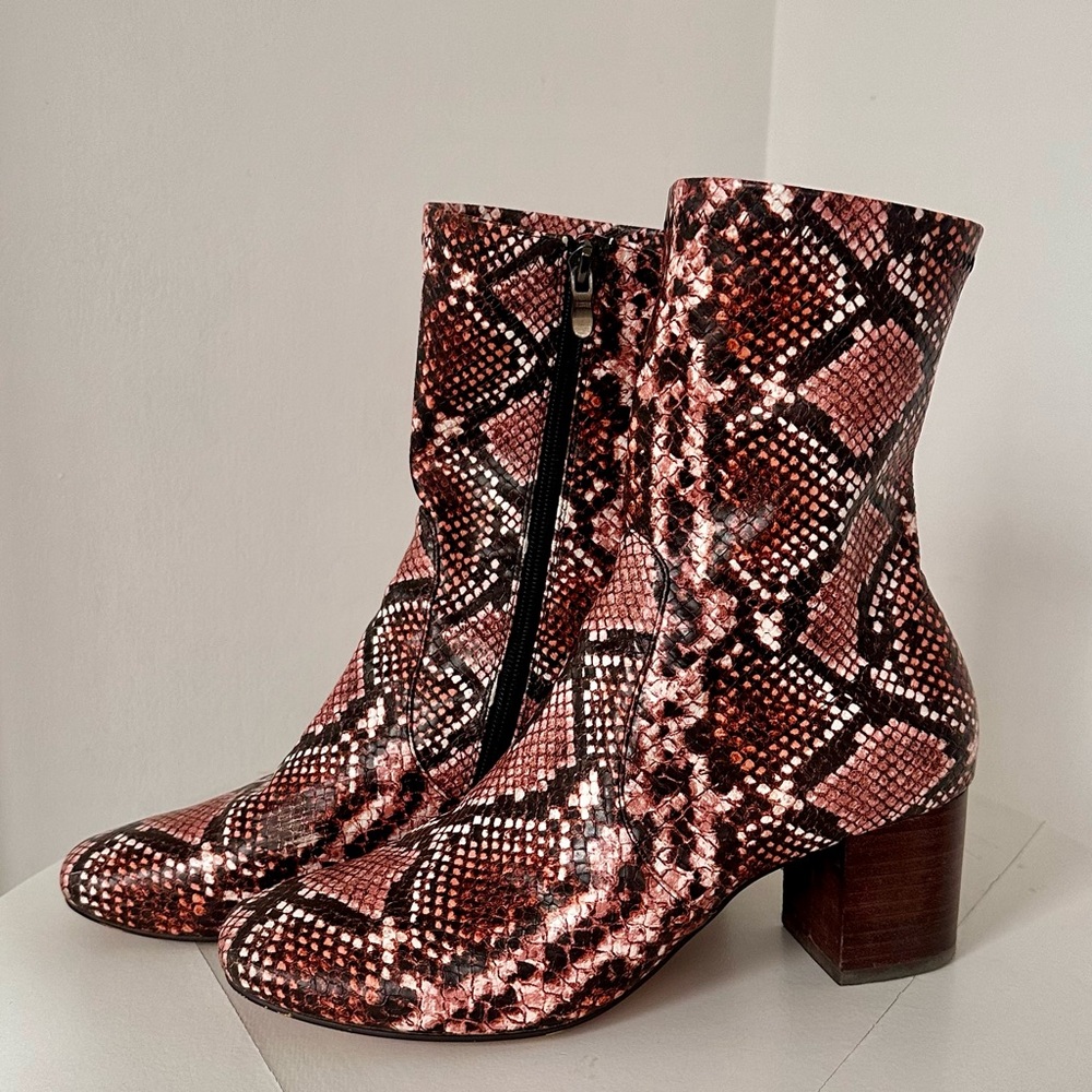 Silent D / Anthropologie pink python boots.